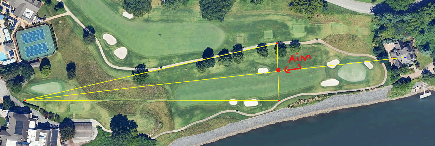A overhead photo of Chattanooga Golf and Country Club at the first hole.