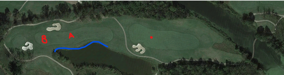 Overhead view of the second hole at Hermitage Golf Course - President's Reserve