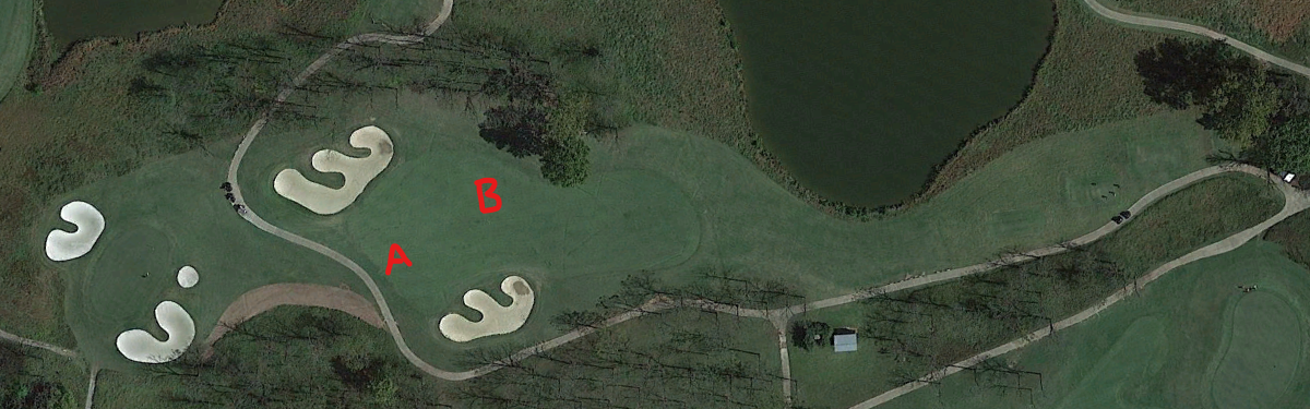 Overhead view of the sixth hole at Hermitage Golf Course - President's Reserve