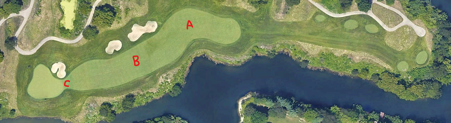 Overhead view of the fourth hole at Victoria National Golf Club