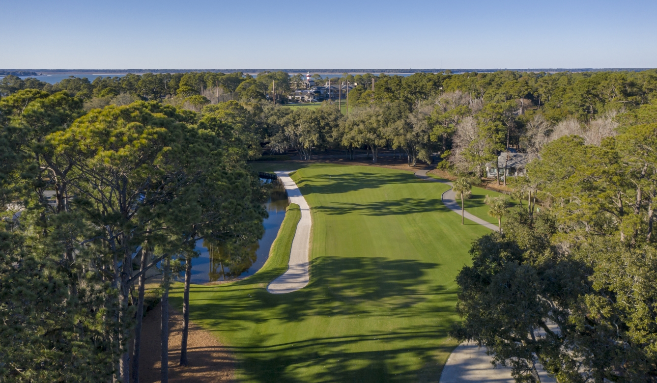 A photo of Harbour Town Golf Links from the eighth hole