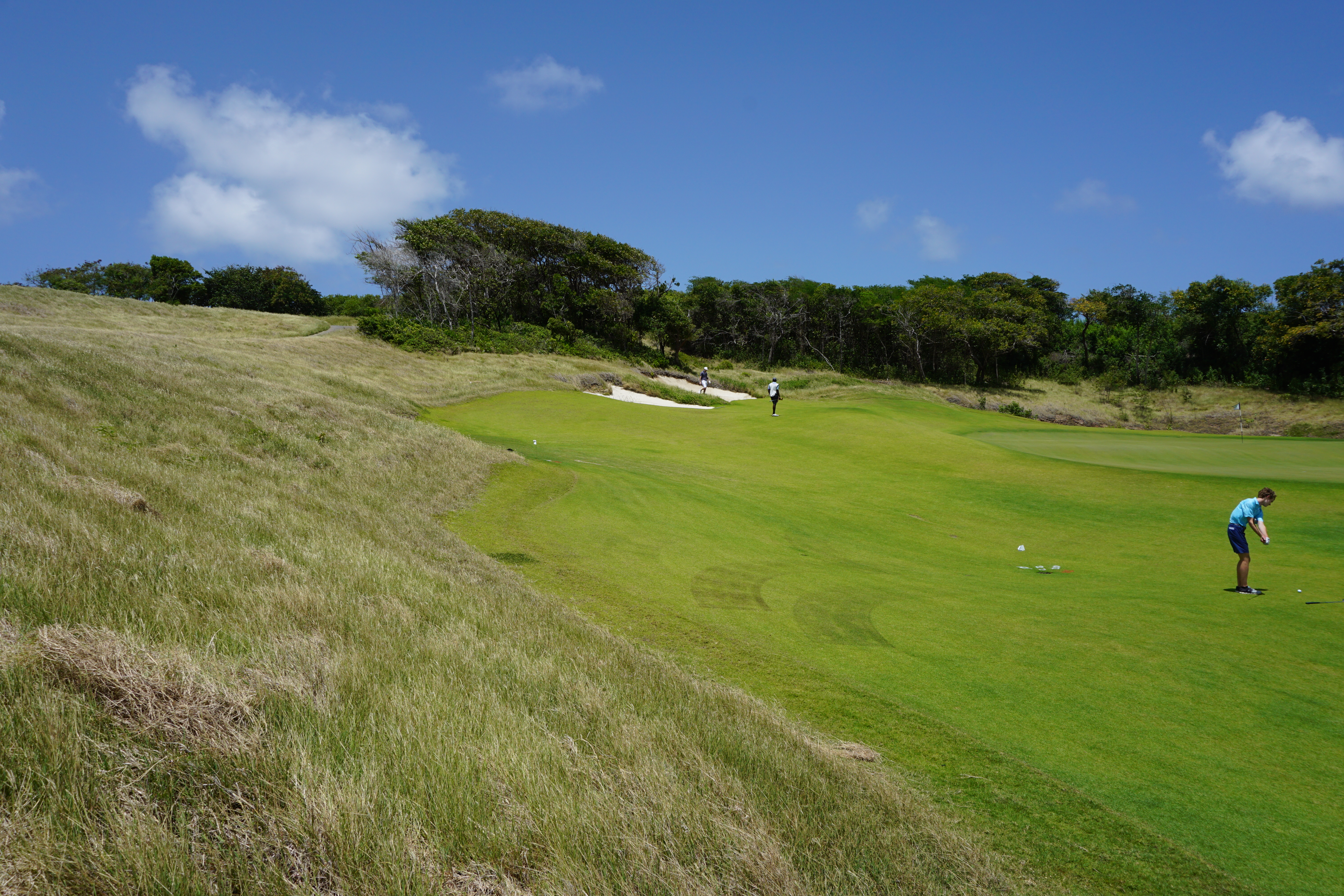 The difficult bailout area behind the first green at Point Hardy Golf Club