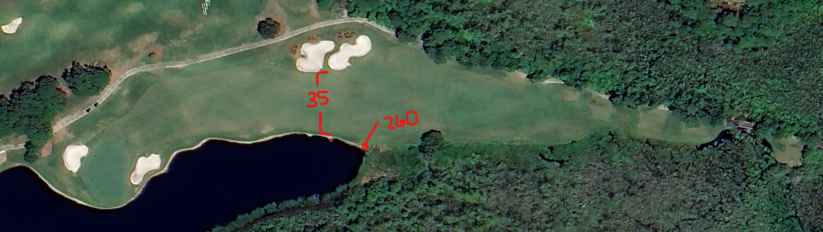 An overhead view of the ninth hole at Kelly Plantation Golf Club
