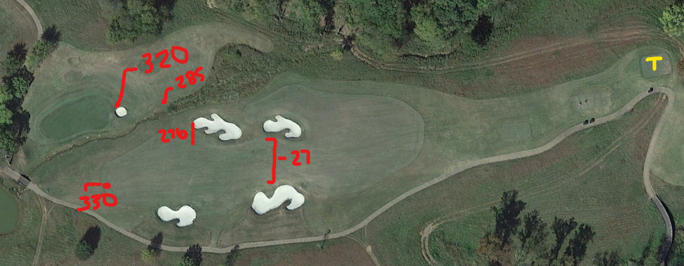 An overhead view of the thirteenth hole at Tennessee National Golf Club