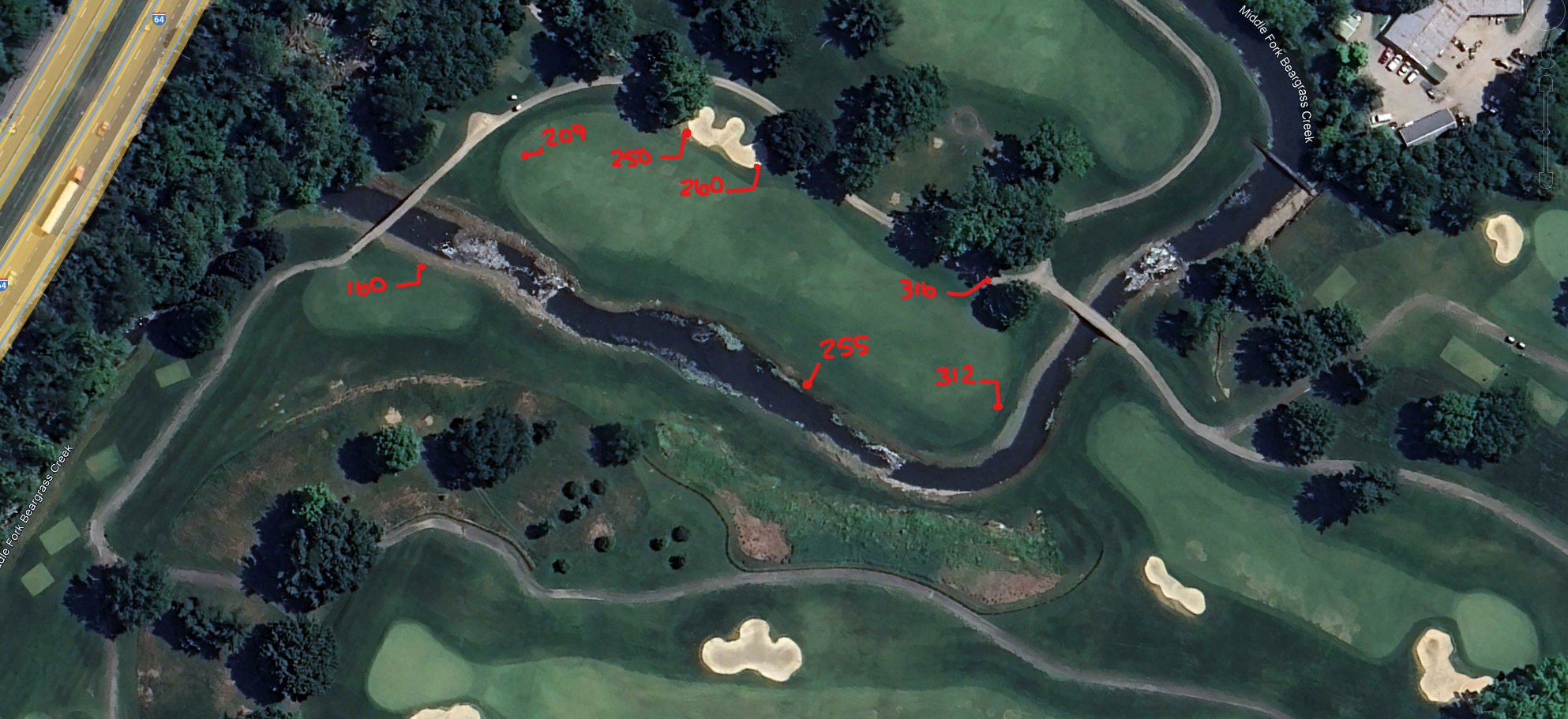 An overhead view of the seventh hole at Big Spring Country Club