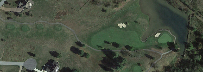 The sixth hole at Glenrochie Country Club from overhead