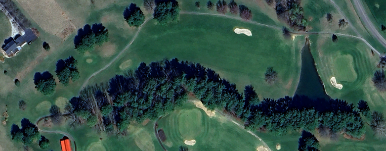 The sixth hole at Draper Valley Golf Club from overhead