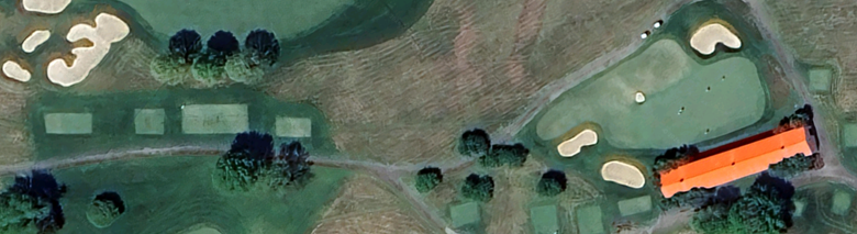 The sixth hole at The Olde Farm from overhead
