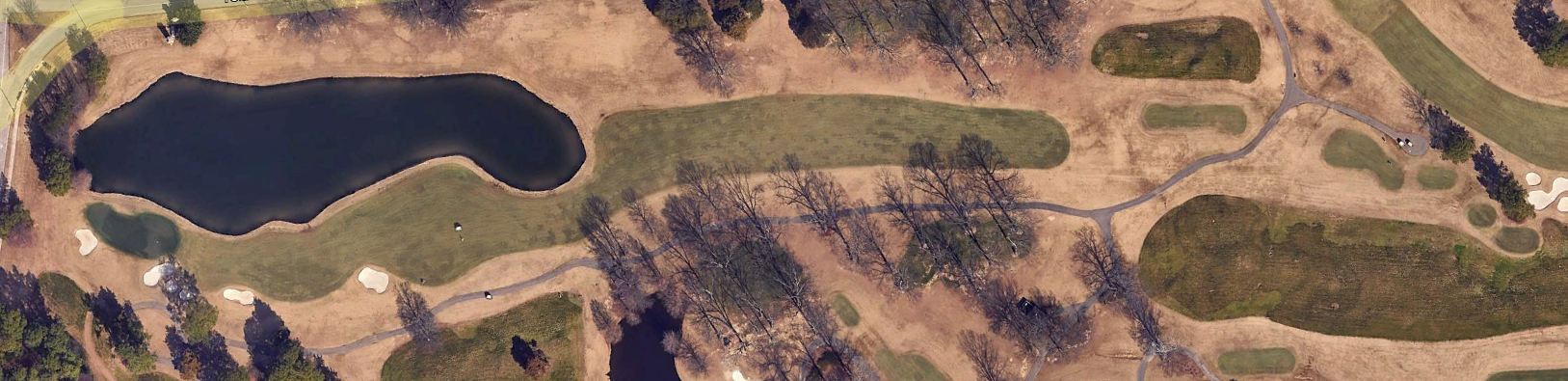 An overhead view of the third hole at TPC Southwind