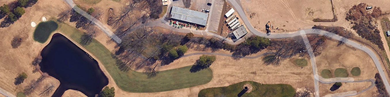 An overhead view of the ninth hole at TPC Southwind