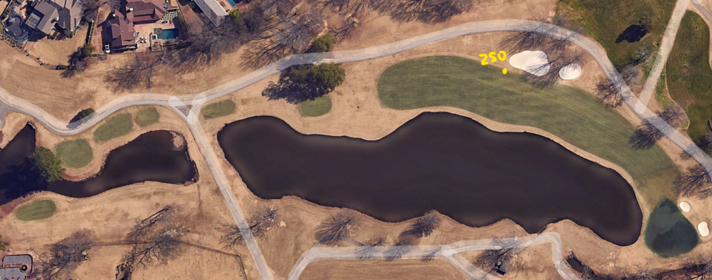 An overhead view of the twelfth hole at TPC Southwind