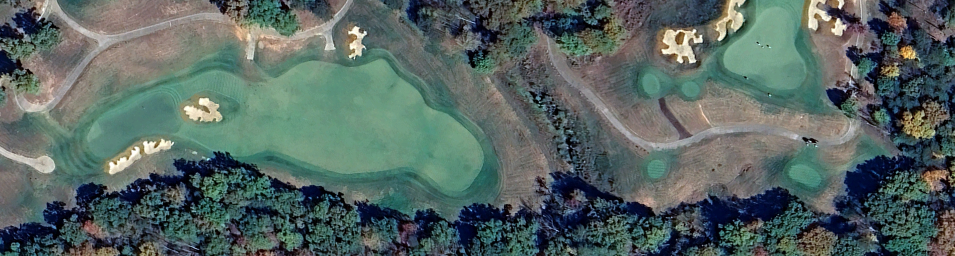 An overhead view of the eleventh hole at Ballyhack Golf Club