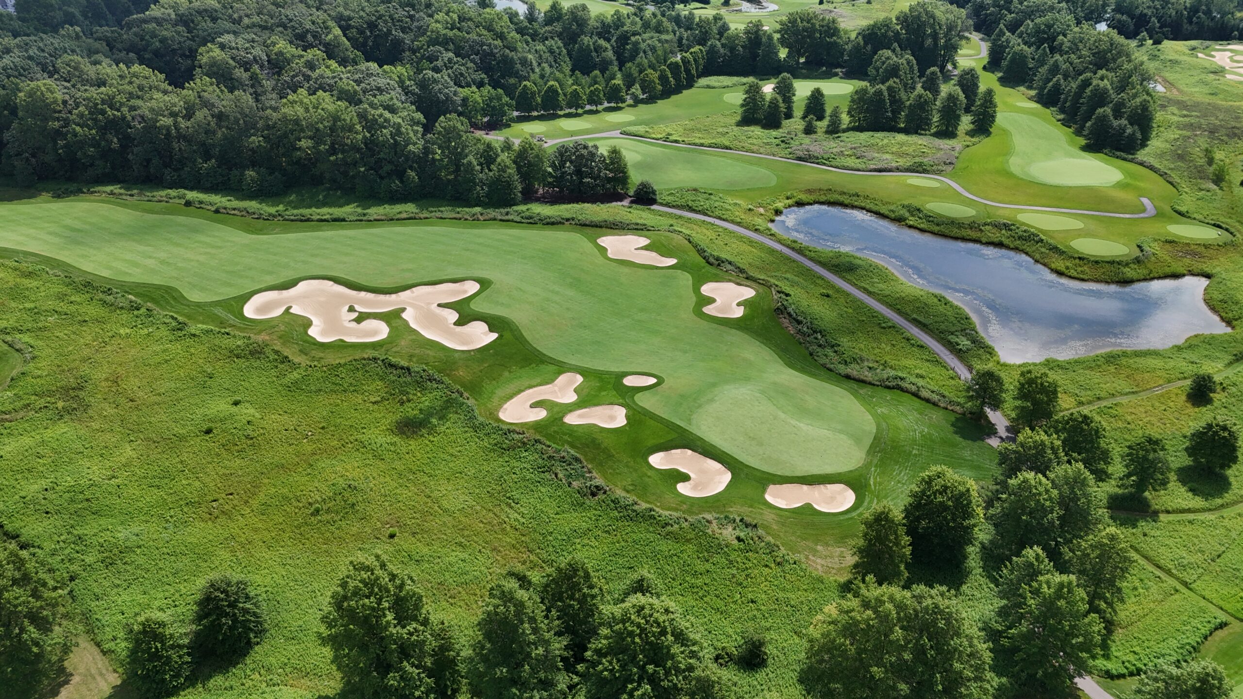 The eleventh hole at Double Eagle Club, from above