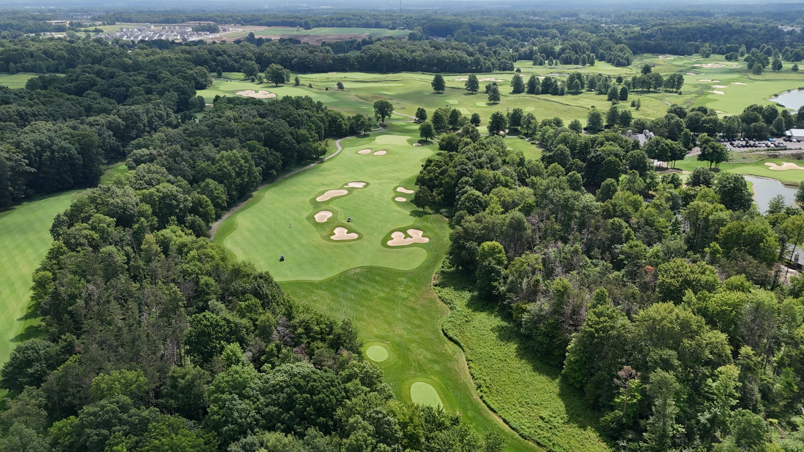 The ninth hole at Double Eagle Club, from above