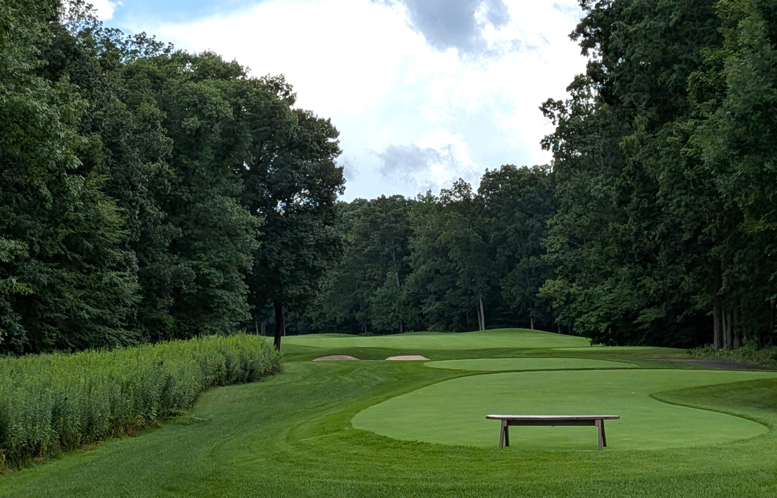 The tee shot at the sixth hole at Double Eagle Club