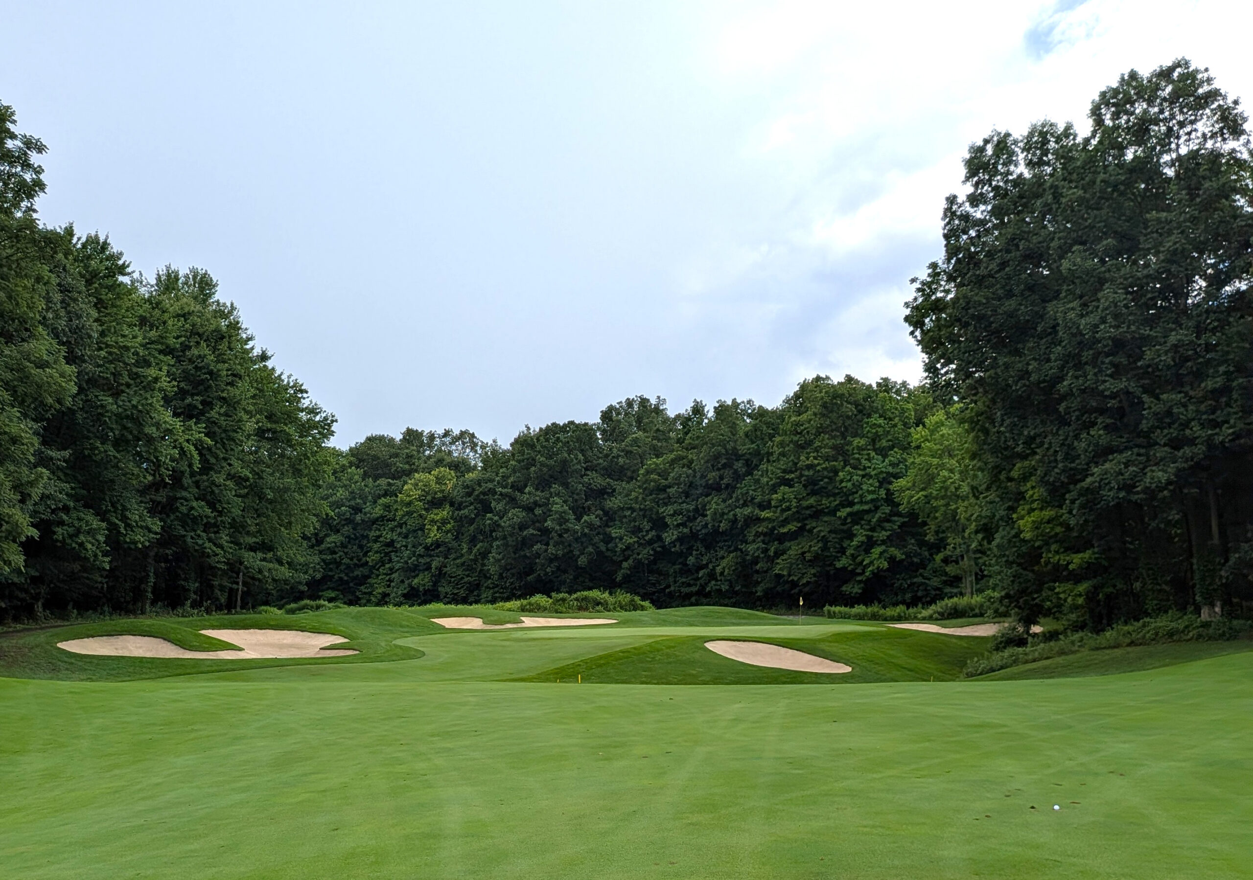 The approach shot at the sixth hole at Double Eagle Club
