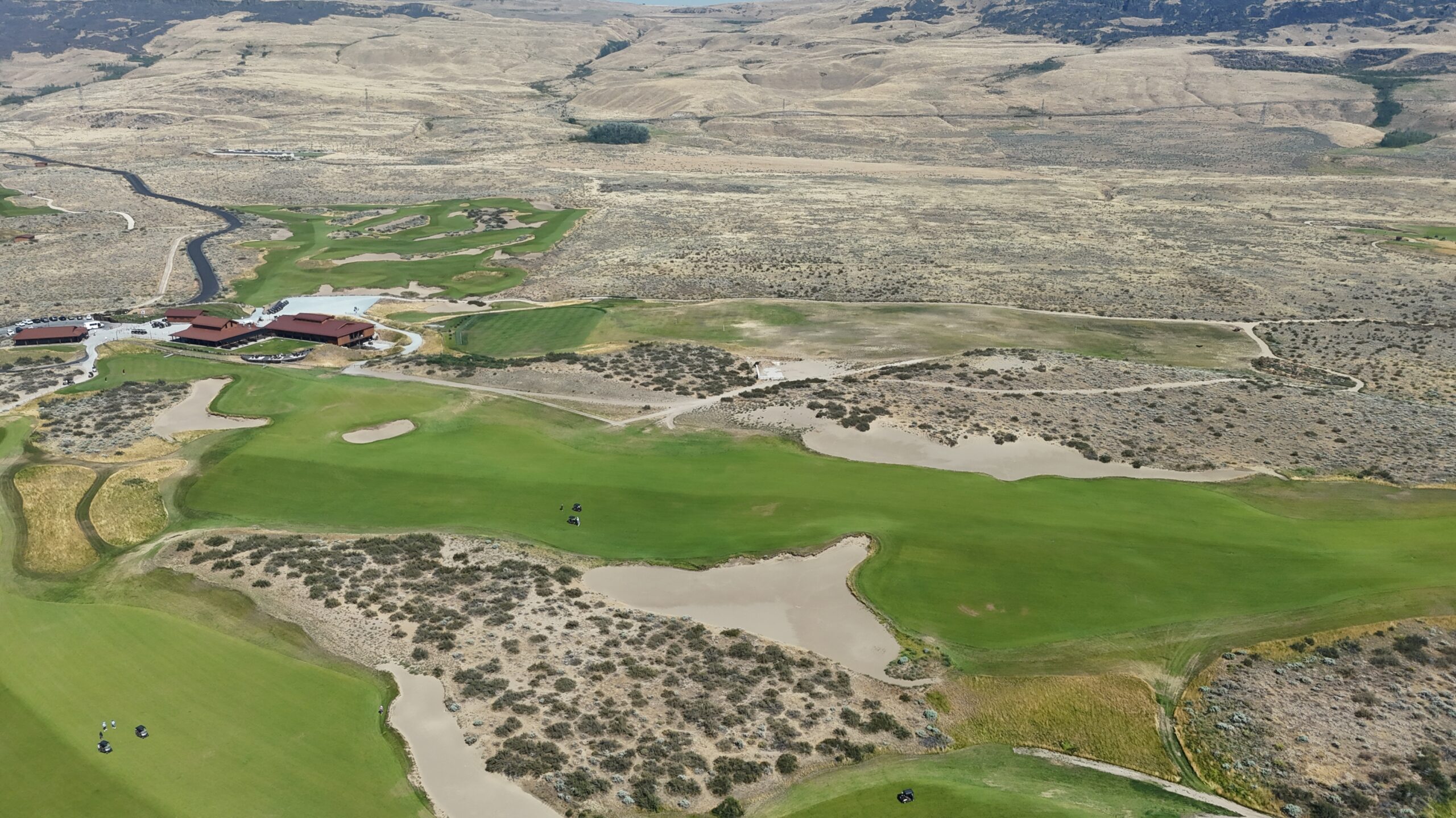 The eighteenth hole at Gamble Sands, from above