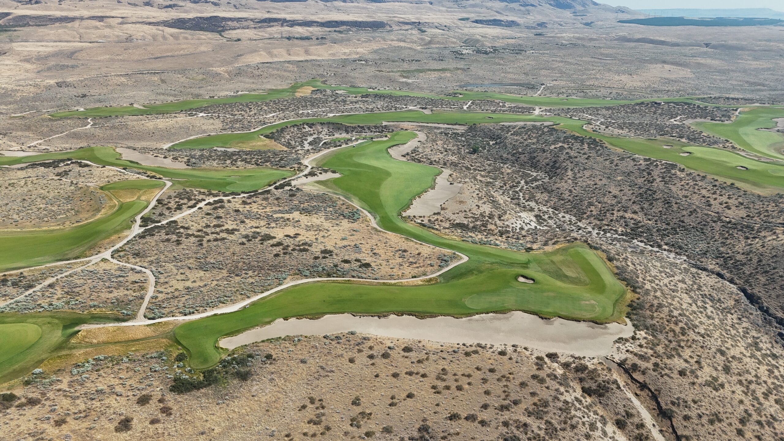 The fourth hole at Gamble Sands (bottom) and fifth hole (top), from above