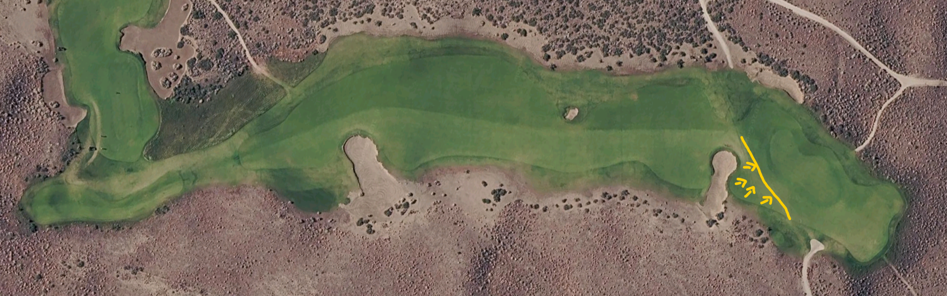 The thirteenth hole at Gamble Sands, from Google Earth