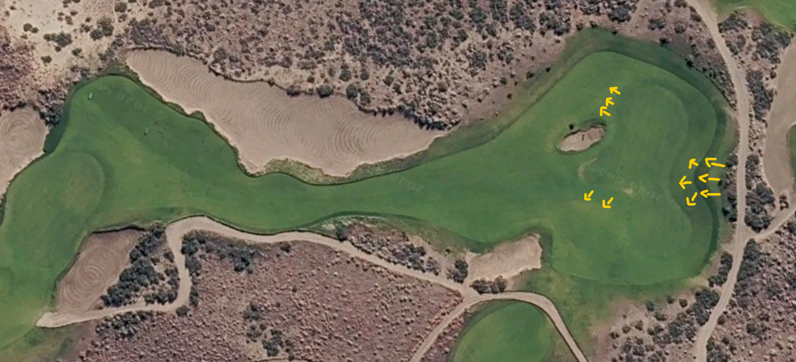 The sixteenth hole at Gamble Sands, from Google Earth